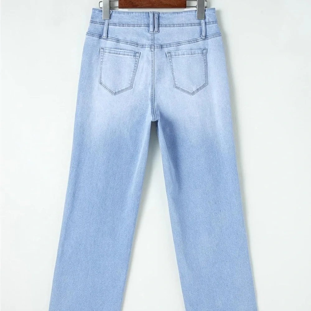 Women's Light Blue Flare Jeans - Picture 4 of 12